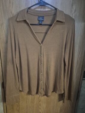 Worthington Brown Collared Button-Front Women's Sweater  Box 48